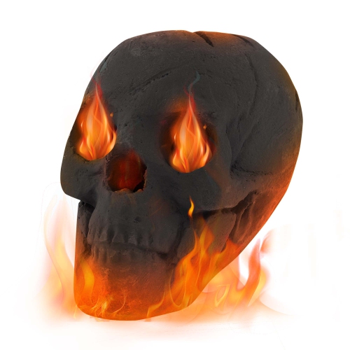 Costway Ceramic Fireproof Fire Pit Skull, Reusable Imitated Human Skull for Gas