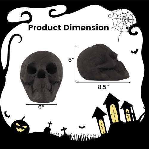 Costway Ceramic Fireproof Fire Pit Skull, Reusable Imitated Human Skull for Gas
