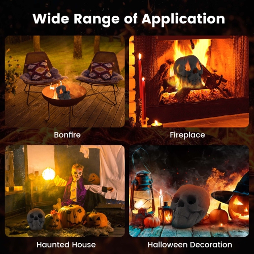 Costway Ceramic Fireproof Fire Pit Skull, Reusable Imitated Human Skull for Gas