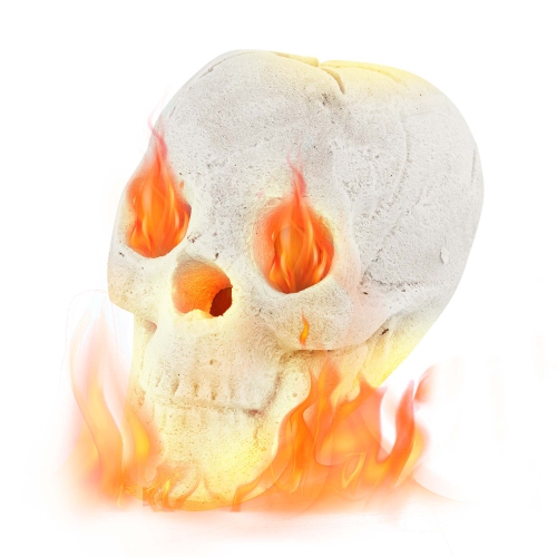Costway Ceramic Fireproof Fire Pit Skull, Reusable Imitated Human Skull for Gas