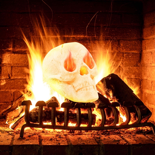 Costway Ceramic Fireproof Fire Pit Skull, Reusable Imitated Human Skull for Gas