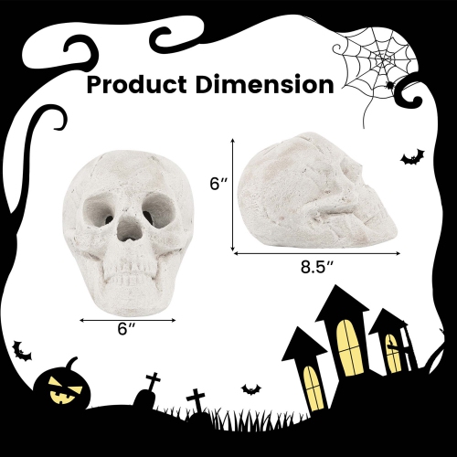 Costway Ceramic Fireproof Fire Pit Skull, Reusable Imitated Human Skull for Gas
