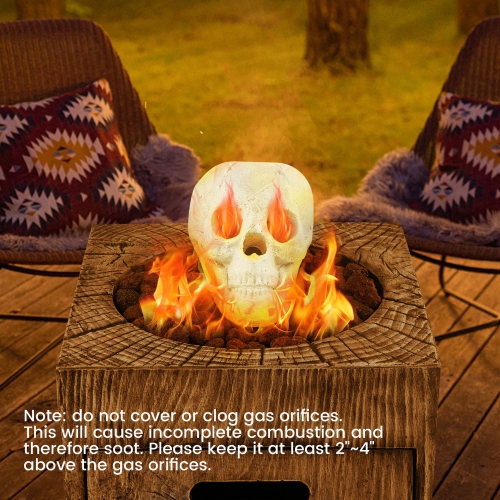 Costway Ceramic Fireproof Fire Pit Skull, Reusable Imitated Human Skull for Gas