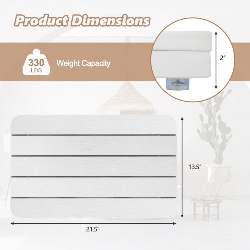 Costway 21.5" x 13.5" Bath Mat Waterproof HIPS Spa Shower Mat with Non Slip Foot Pads