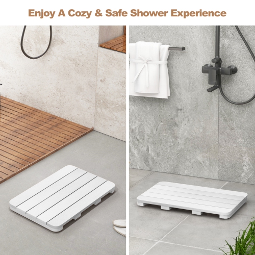 Costway 21.5" x 13.5" Bath Mat Waterproof HIPS Spa Shower Mat with Non Slip Foot Pads