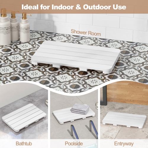 Costway 21.5" x 13.5" Bath Mat Waterproof HIPS Spa Shower Mat with Non Slip Foot Pads