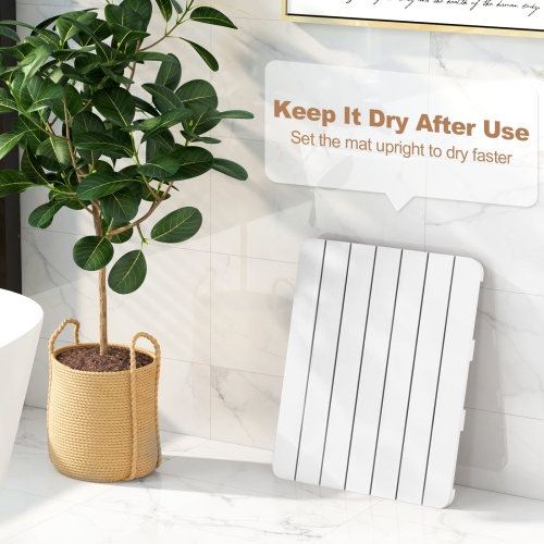 Costway 23.5" x 19" Bath Mat HIPS Spa Shower Mat for Bathroom with Non Slip Foot Pads