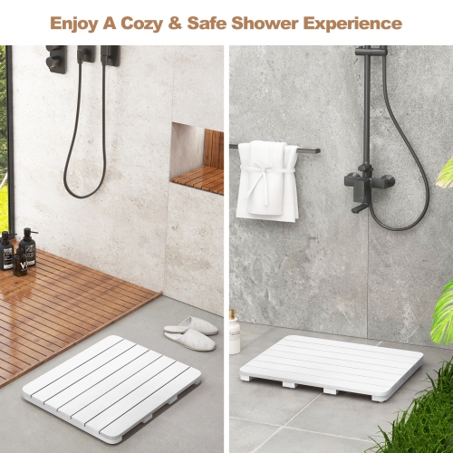 Costway 23.5" x 19" Bath Mat HIPS Spa Shower Mat for Bathroom with Non Slip Foot Pads