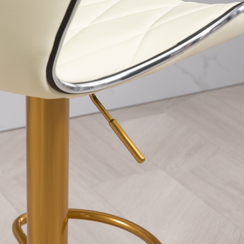 HOMCOM Bar Stools Set of 2, Luxurious Swivel Counter Stools with Adjustable Height, PU Leather Upholstered Counter Height Kitchen Stools with Back,