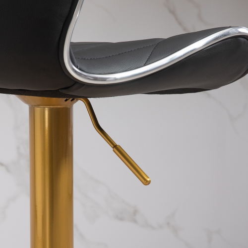 HOMCOM Bar Stools Set of 2, Luxurious Swivel Counter Stools with Adjustable Height, PU Leather Upholstered Counter Height Kitchen Stools with Back,