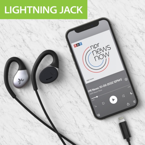 Open Ear Lightning Headphones Wired for iPhone, MFi Certified, in Line Mic for Clear Calls, Enviornment Awareness & All Day Comfort, Great for Office