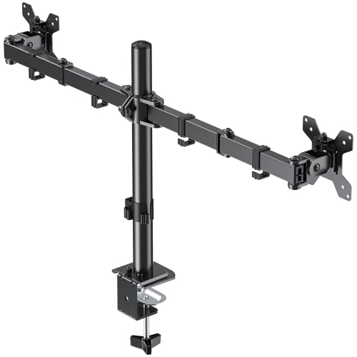 Dual Monitor Desk Mount, Max 32 Inch up to 19.8lbs, Fully Adjustable Dual Monitor Arm for 2 LCD Screens, Dual Monitor Stand with C-Clamp and Grommet