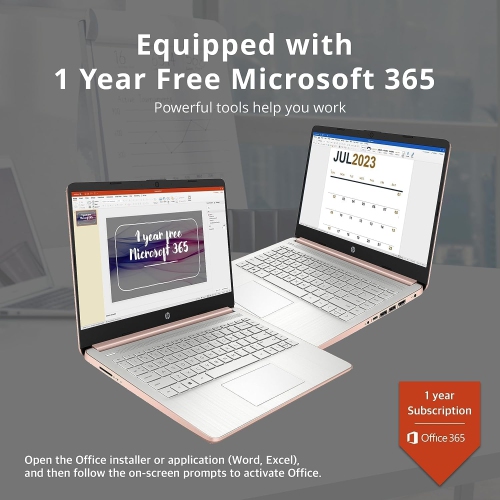 HP Stream 14" HD BrightView Laptop, Intel Celeron N4120, 64GB eMMC, 16GB RAM, Intel HD Graphics, 720p Webcam, 1 Year Office 365, Gold, Win 11, 32GB