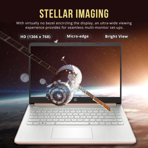 HP Stream 14" HD Laptop, Intel Celeron N4120, 128GB eMMC, 16GB RAM, Intel UHD Graphics, Webcam, 1 Year Office 365, Rose Gold, Win 11 S, 128GB Hotface