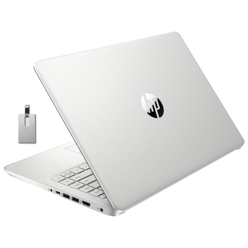 HP Stream 14" HD Laptop, Intel Celeron N4120, 128GB eMMC, 8GB RAM, Intel UHD Graphics, Webcam, 1 Year Office 365, Silver, Win 11 S, 128GB Hotface USB