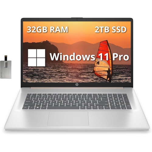 HP 17.3" FHD Laptop, AMD Ryzen 5 5500U, 2TB SSD, 32GB RAM, AMD Radeon Graphics, Numeric Keyboard, 720p HD Webcam, Windows 11 Pro, Rose Gold, 32GB Hot