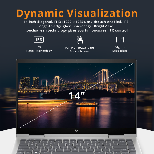 HP Envy x360 2-in-1 14" FHD Touchscreen Laptop, Intel Core i7-1355U, 2TB SSD, 16GB RAM, Backlit KB, 5MP Camera, Fingerprint Reader, Intel Iris Xe