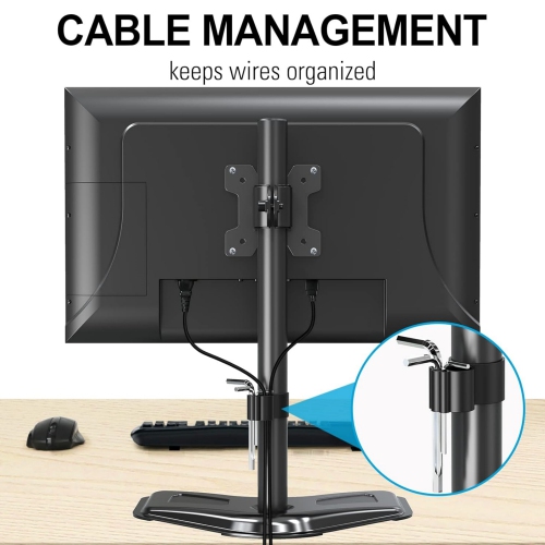 Single Monitor Stands, Freestanding VESA Monitor Desk Mount fits 13'' to 32'' Computer Screen with Height Adjustable, Swivel, Tilt, Rotation, VESA