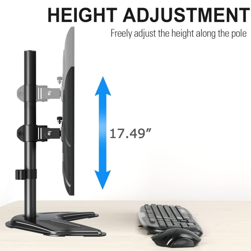 Single Monitor Stands, Freestanding VESA Monitor Desk Mount fits 13'' to 32'' Computer Screen with Height Adjustable, Swivel, Tilt, Rotation, VESA