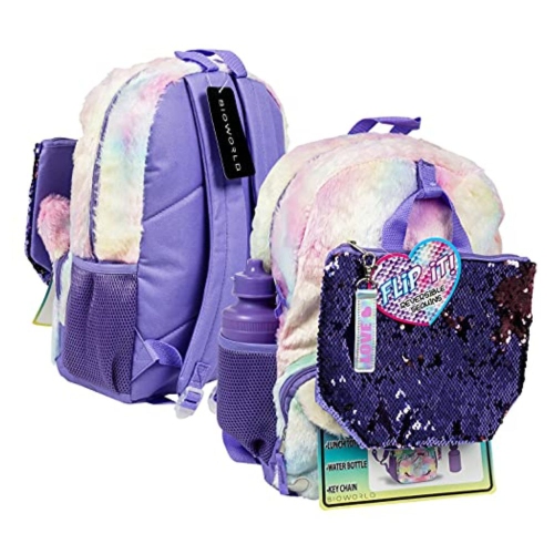 Bioworld Unicorn 4 Piece Backpack set for school, travel, camping or outdoor. Includes matching lunch bag and water bottle