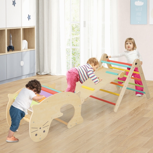 Gymax 7-in-1 Indoor Climbing Toys for Toddlers w/ Reversible Ramp Sea Lion Rocker