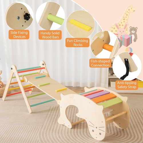 Gymax 7-in-1 Indoor Climbing Toys for Toddlers w/ Reversible Ramp Sea Lion Rocker