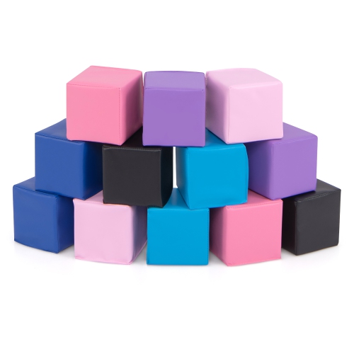 GYMAX  12 PCs Foam Building Blocks 5.5" X 5.5" Colorful Climbing Foam Soft Cubes