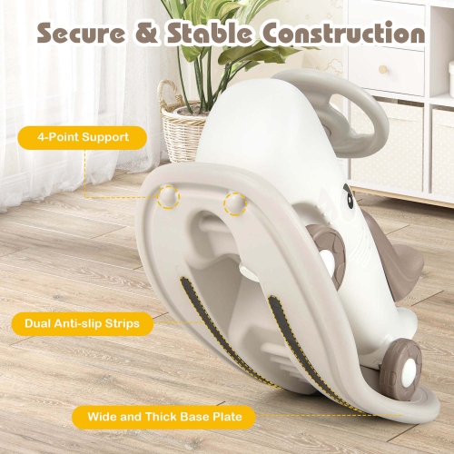 Cheval à bascule convertible et voiture coulissante avec planche d'équilibre amovible Dark de Costway