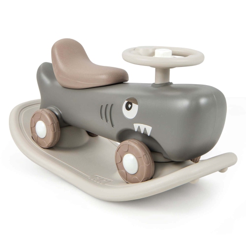 Costway Convertible Rocking Horse & Sliding Car with Detachable Balance Board Dark