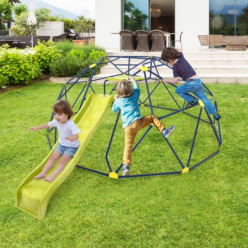 Gymax 13.3 FT Climbing Dome Geometric Dome Climber w/ Extended Wavy Slide