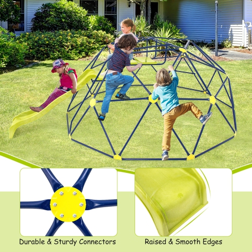 Gymax 13.3 FT Climbing Dome Geometric Dome Climber w/ Extended Wavy Slide
