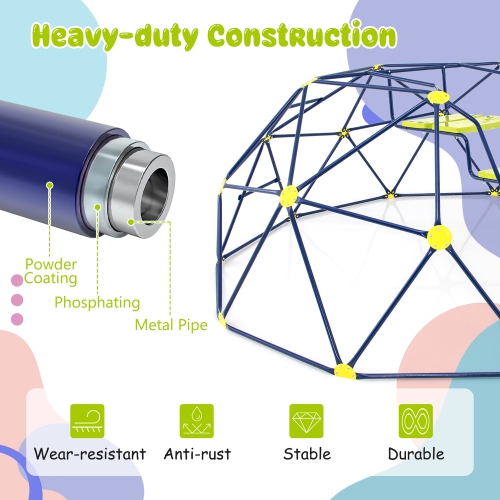 Gymax 13.3 FT Climbing Dome Geometric Dome Climber w/ Extended Wavy Slide
