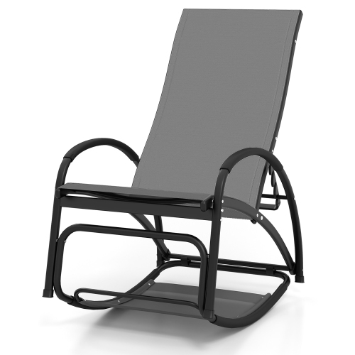 Gymax 2-in-1 Outdoor Rocking Chair with 4-Position Adjustable Backrest Curved Armrests