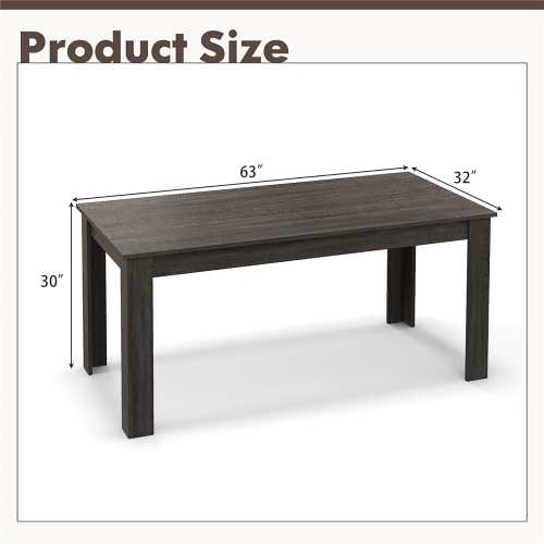 Gymax Dining Table for 4-6 People 63-inch Kitchen Table w/ L-shaped Legs