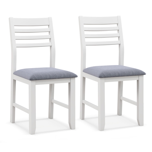 Gymax Wooden Dining Chair Set of 4 Kitchen Side Chairs w/ Rubber Wood Frame Ladder Back White