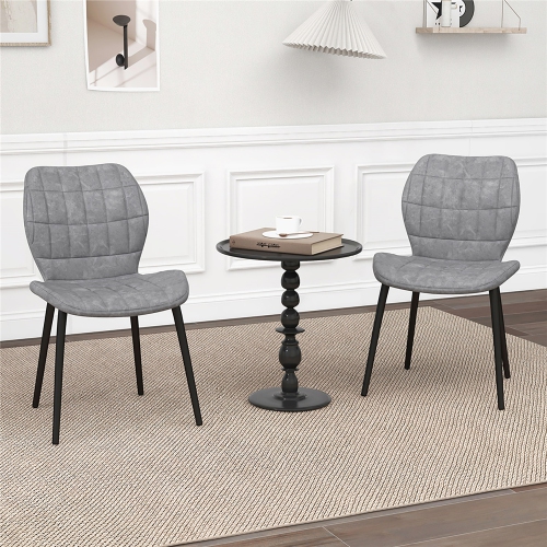 Gymax Dining Chairs Set of 4 w/ Padded Back Metal Legs & 2 Adjustable Foot Pads