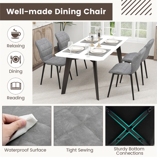 Gymax Dining Chairs Set of 4 w/ Padded Back Metal Legs & 2 Adjustable Foot Pads