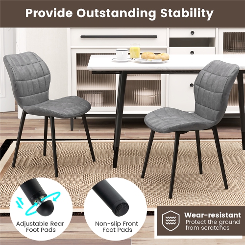 Gymax Dining Chairs Set of 4 w/ Padded Back Metal Legs & 2 Adjustable Foot Pads