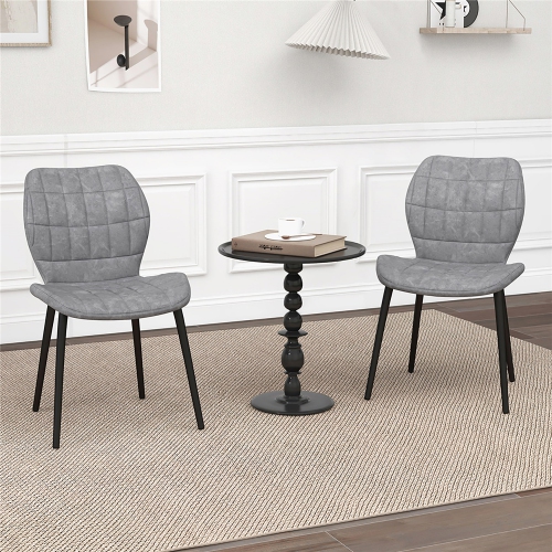Gymax Dining Chairs Set of 2 w/ Padded Back Metal Legs & 2 Adjustable Foot Pads
