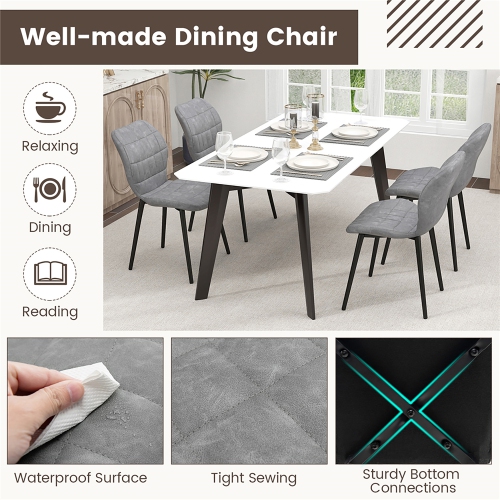 Gymax Dining Chairs Set of 2 w/ Padded Back Metal Legs & 2 Adjustable Foot Pads