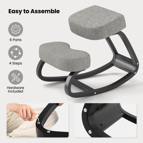 Costway Rocking Kneeling Chair Ergonomic Posture Correcting Back Pain Padded Cushion