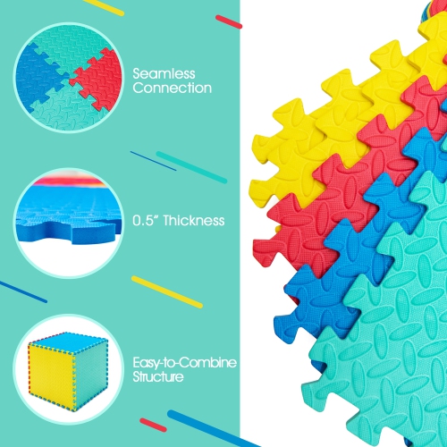 Costway 36 Tiles 1/2" Puzzle Floor Exercise Mat Interlocking Anti-slip EVA Foam Gym