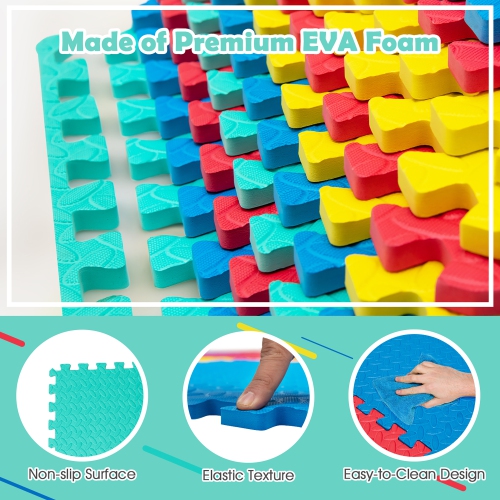 Costway 24 Tiles 1/2" Puzzle Floor Exercise Mat Interlocking Anti-slip EVA Foam Gym