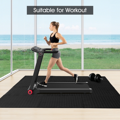 Tapis d'exercice de casse-tête de 1⁄2 po à 48 tuiles de Costway en mousse EVA antidérapante noire