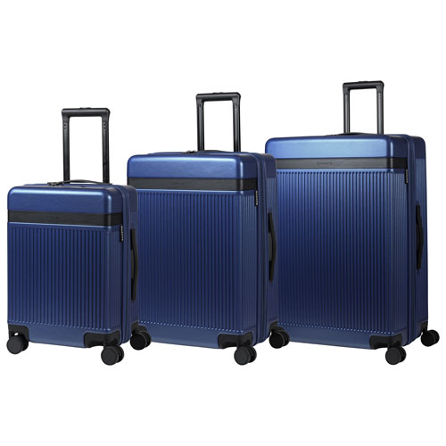 CHAMPS Onyx Collection 3 Piece Hard Side 8 Wheeled Expandable Luggage Set Navy Best Buy Canada