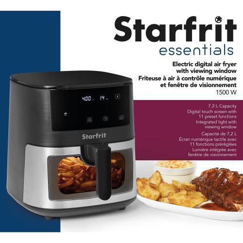 Starfrit - Air Fryer with Digital Control and Window, 7.2 Liter Capacity, Stainless Steel
