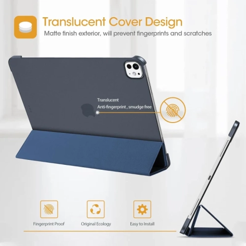 iPad Pro 13 Inch Case 2024 | Smart Folio, Slim Stand, Translucent Hard Shell, Auto Sleep/Wake - Navy