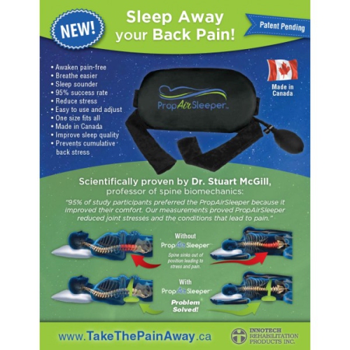 Propair Sleeper Sleeping Support Pillow to Support Your Spine Curvature (Made in Canada) - Black