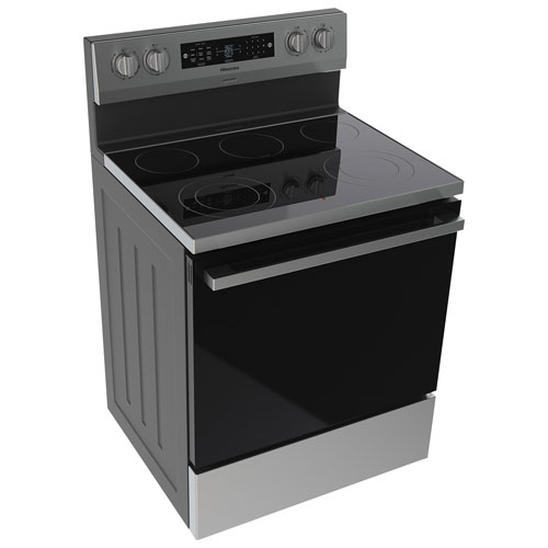 Cuisinière électrique autonome avec convection véritable et friture à l'air 5,8 pi³ 30 po de Hisense - Inox