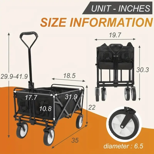 Chariot de jardin pliant | roues tout-terrain pliables pour la plage et l'épicerie